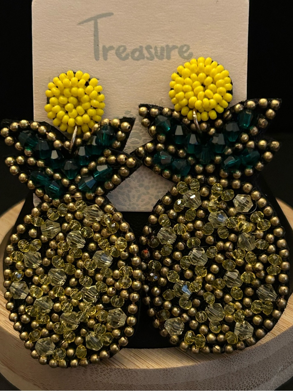 Unique and Colorful Hand Beaded Pineapple 🍍 Drop Stud Pierced Earrings